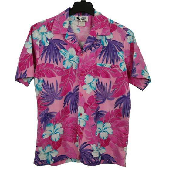 Hilo Hattie Other - Vintage Hilo Hattie Hawaiian Shirt Men's Large Pink Purple Aqua Floral Aloha